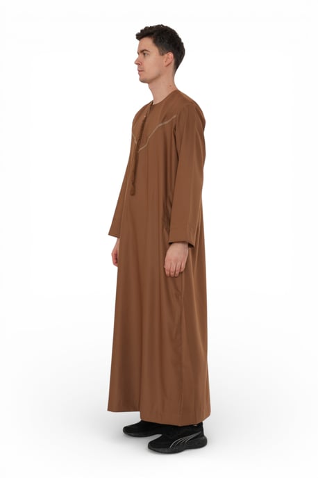 Herren Braun Eid Marokkanischer Thobe Robe Djellaba Ramadan Eid Jubba LFS- HM10 - Image 4