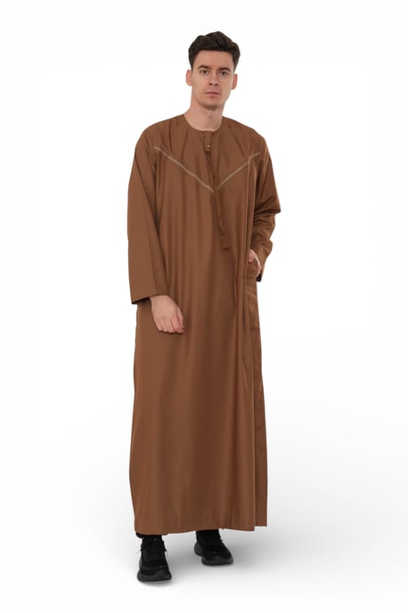 Herren Braun Eid Marokkanischer Thobe Robe Djellaba Ramadan Eid Jubba LFS- HM10 - Image 5