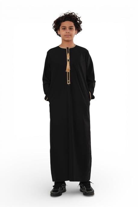 Kinder Jungen Ramadan Schwarze marokkanische Thobe Robe Emirati Eid Jubba- TT-003 - Image 2