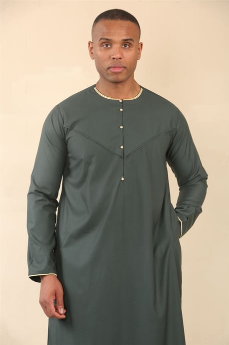 Herren Oman Eid Green Thobe Saudi Emirati Jubba Robe - Image 2