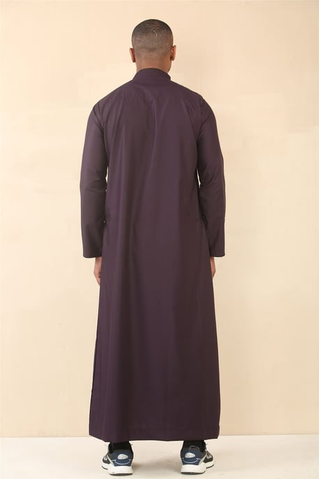 Herren Lila Thobe Jubba Emirati Islamische Arabische Eid Stickerei Kaftan Jubbah Robe - Image 4