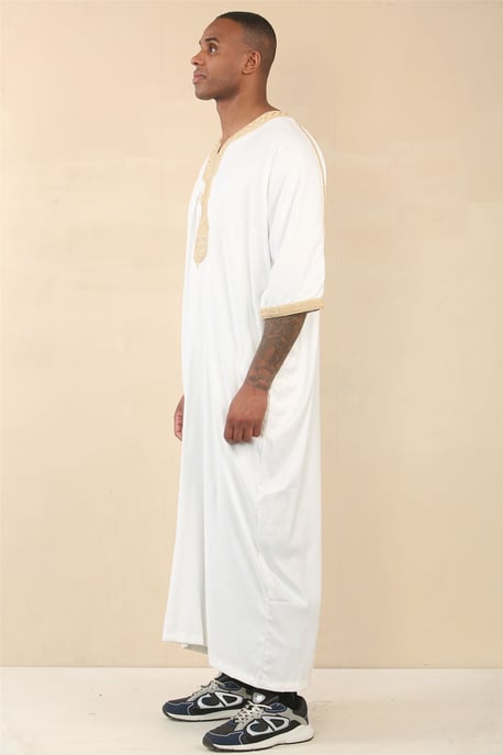 Weiße marokkanische Thobe Jubba Robe für Herren Eid Djellaba Gandoura - Image 3