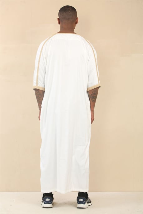Weiße marokkanische Thobe Jubba Robe für Herren Eid Djellaba Gandoura - Image 4