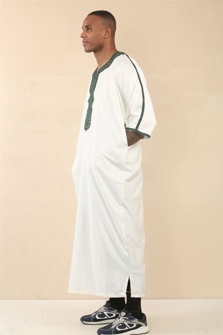 Weiße marokkanische Thobe Djellaba Jubba Robe für Herren Eid - Image 3