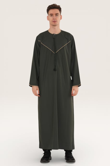 Herren Grüne Ramadan Marokkanische Jubba Robe Djellaba Eid Kaftan Thobe LFS -TT-007 - Image 2