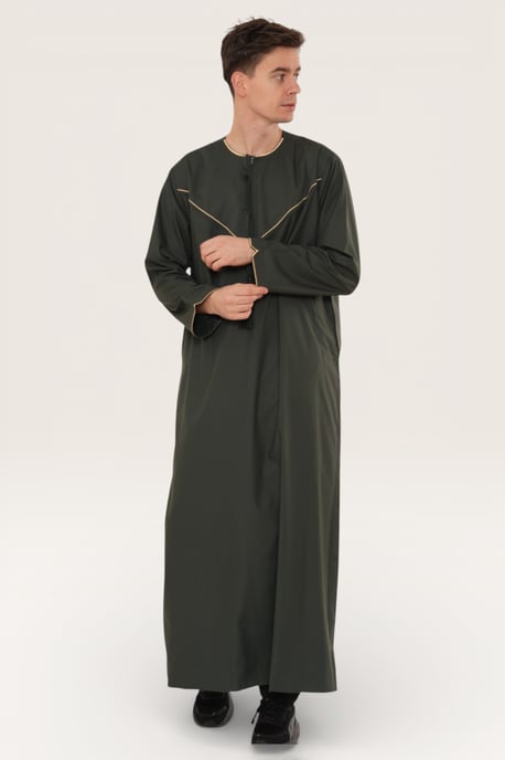 Herren Grüne Ramadan Marokkanische Jubba Robe Djellaba Eid Kaftan Thobe LFS -TT-007 - Image 3