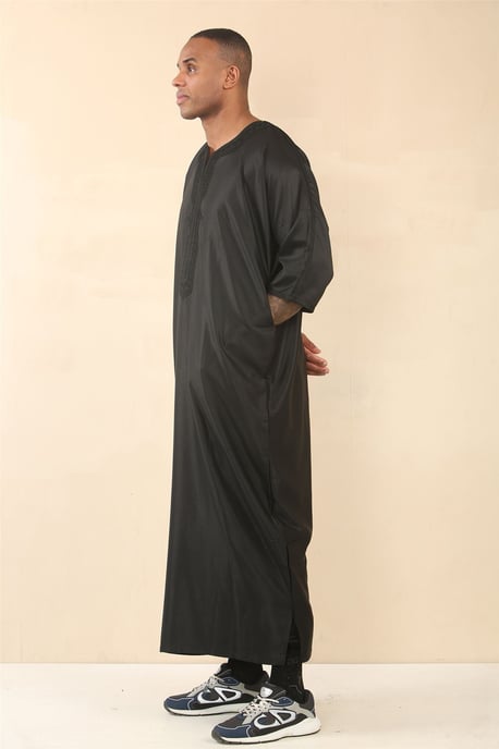 Schwarze marokkanische Thobe Djellaba Jubba Robe für Herren Eid - Image 2
