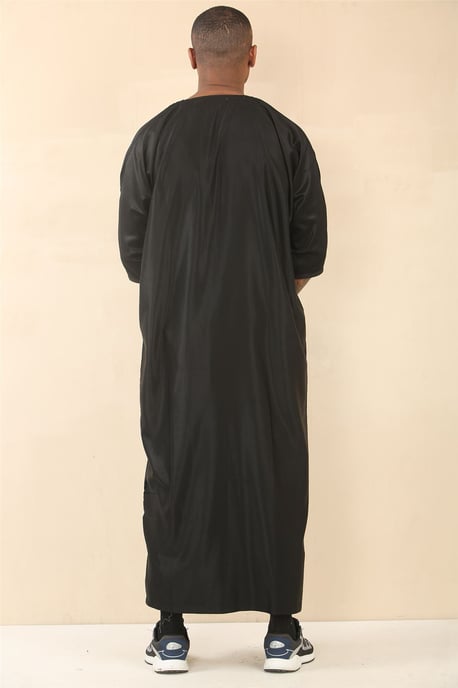 Schwarze marokkanische Thobe Djellaba Jubba Robe für Herren Eid - Image 3