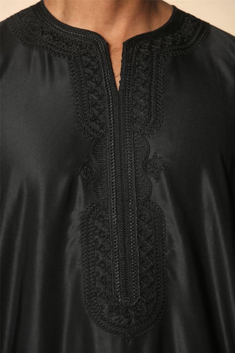 Schwarze marokkanische Thobe Djellaba Jubba Robe für Herren Eid - Image 4