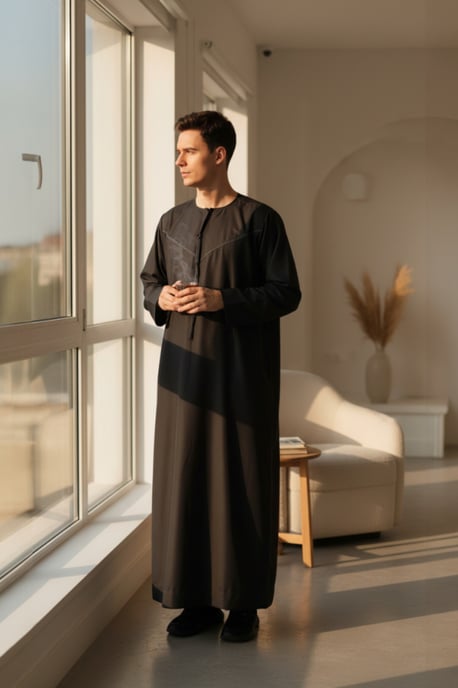 Thobez Herrenjubba/Djellaba/Thobe, Ramadan/Eid, Modell LFS -TT-008 - Grau - Image 1