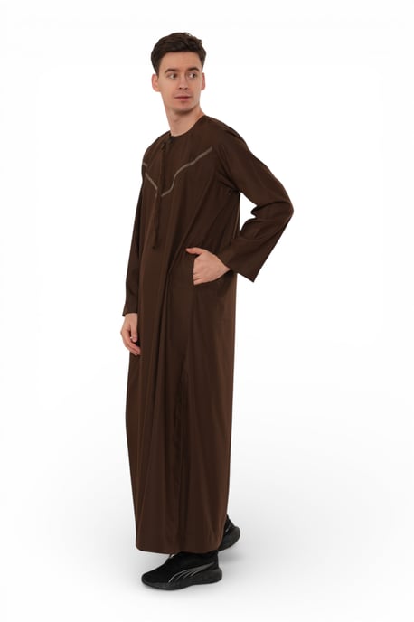Herren Braun Eid Marokkanischer Thobe Robe Djellaba Ramadan Eid Jubba LFS- HM10 - Image 4