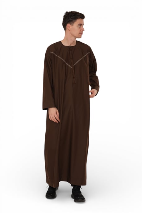 Herren Braun Eid Marokkanischer Thobe Robe Djellaba Ramadan Eid Jubba LFS- HM10 - Image 5
