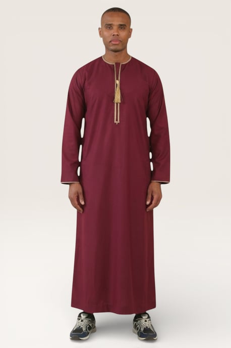 Rotes Ramadan-Marokkaner-Thobe-Gewand für Herren Emirati Eid Jubba LFS-TT-003 - Image 2