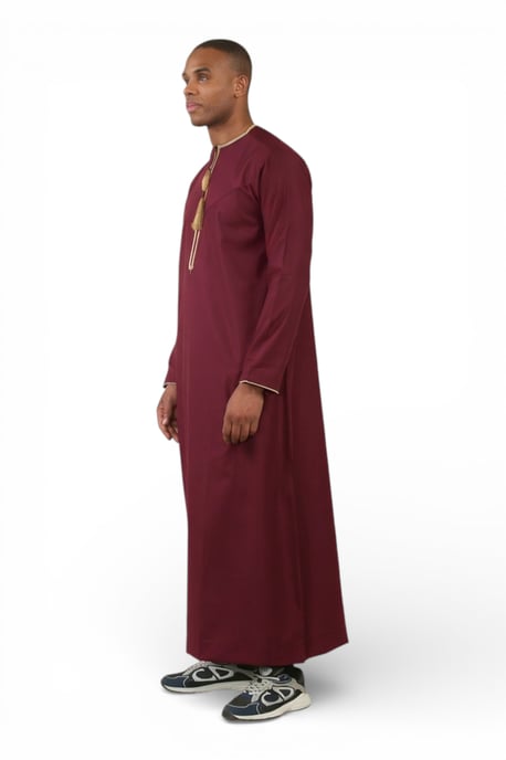 Rotes Ramadan-Marokkaner-Thobe-Gewand für Herren Emirati Eid Jubba LFS-TT-003 - Image 5
