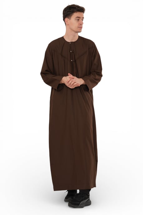 Herren Eid Braun Marokkanische Jubba Robe Djellaba Ramadan Eid Thobe – HM11 - Image 4