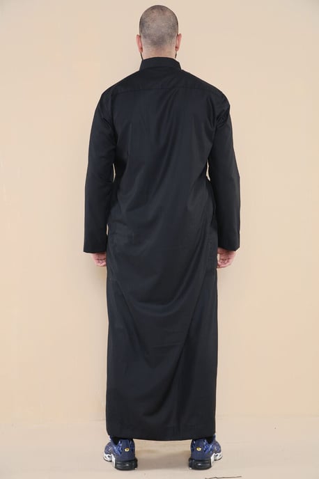 Herren Schwarz Thobe Jubba Saudi Ramadan Eid Islamischer Kaftan Kaudara Arabisch Jubbah - Image 3