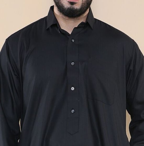 Herren Schwarz Thobe Jubba Saudi Ramadan Eid Islamischer Kaftan Kaudara Arabisch Jubbah - Image 4