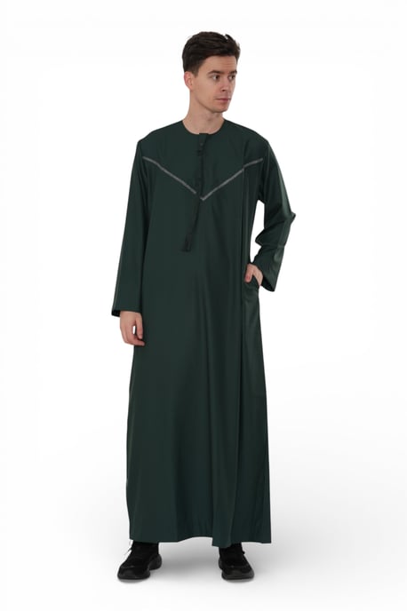 Herren Eid Grüne marokkanische Thobe Robe Djellaba Ramadan Eid Jubba- HM10 - Image 1