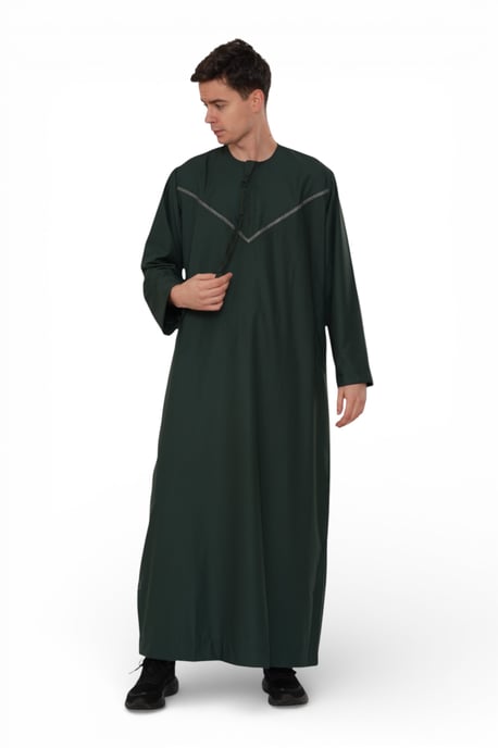 Herren Eid Grüne marokkanische Thobe Robe Djellaba Ramadan Eid Jubba- HM10 - Image 2
