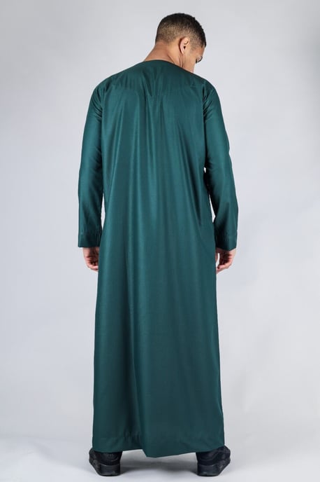 Grüne Thobe Emirati islamische Jubba Robe Eid Quaste Slim Fit für Herren - Image 3