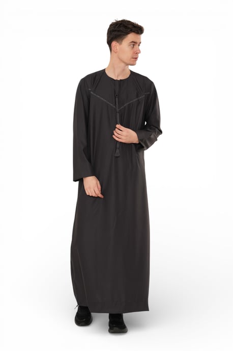 Herren Ramadan Eid Charcoal Black Marokkanische Jubba Robe Djellaba Thobe – TT-008 - Image 2