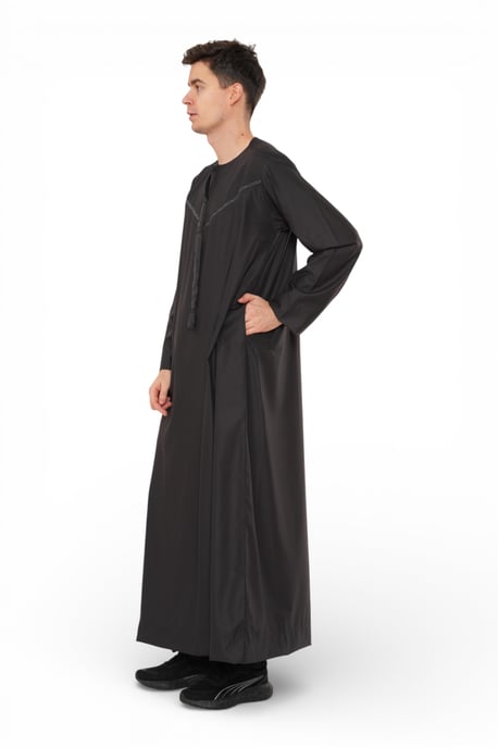 Herren Ramadan Eid Charcoal Black Marokkanische Jubba Robe Djellaba Thobe – TT-008 - Image 4