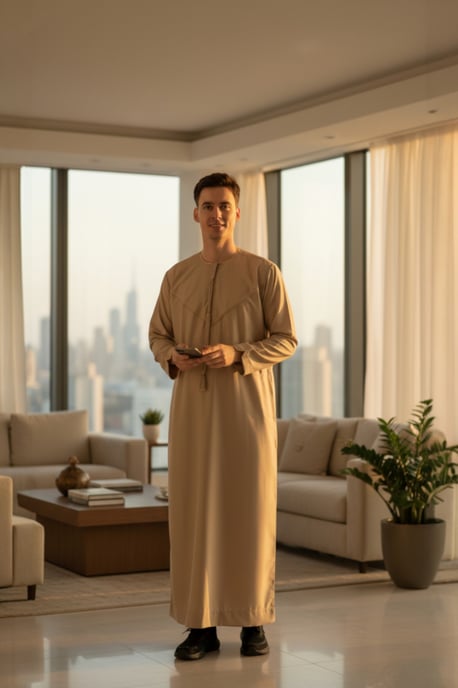 Herren Beige Ramadan marokkanische Jubba Robe Djellaba Eid Kaftan Thobe LFS -TT-007 - Image 1