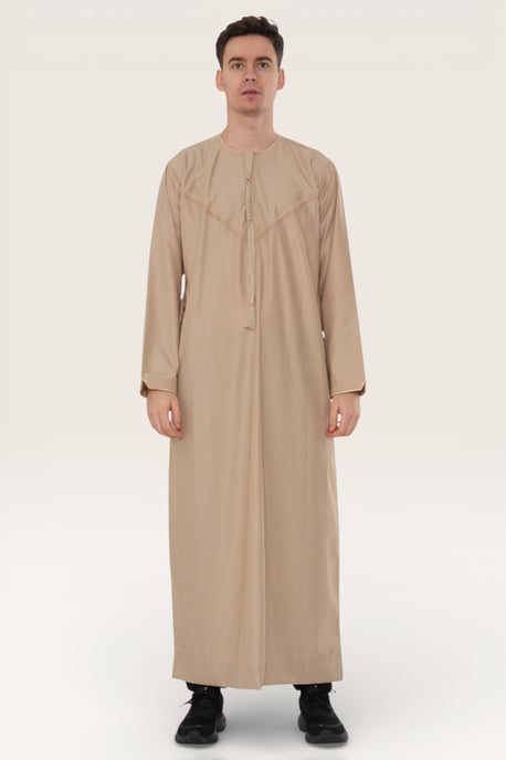 Herren Beige Ramadan marokkanische Jubba Robe Djellaba Eid Kaftan Thobe LFS -TT-007 - Image 2