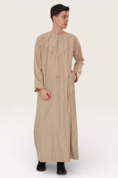 Herren Beige Ramadan marokkanische Jubba Robe Djellaba Eid Kaftan Thobe LFS -TT-007 - Image 3
