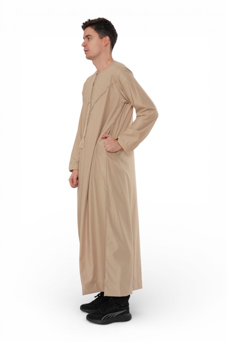 Herren Beige Ramadan marokkanische Jubba Robe Djellaba Eid Kaftan Thobe LFS -TT-007 - Image 4
