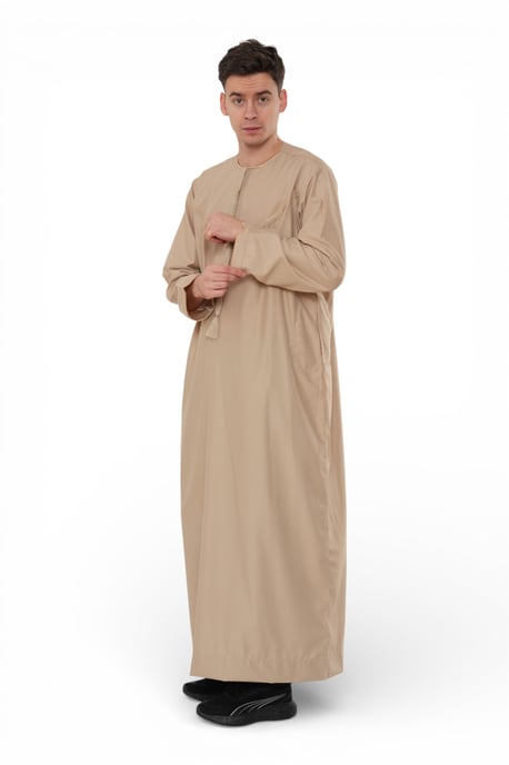Herren Beige Ramadan marokkanische Jubba Robe Djellaba Eid Kaftan Thobe LFS -TT-007 - Image 5