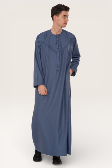 Herren Blau Eid Marokkanische Jubba Robe Djellaba Ramadan Eid Thobe LFS-HM11 - Image 3