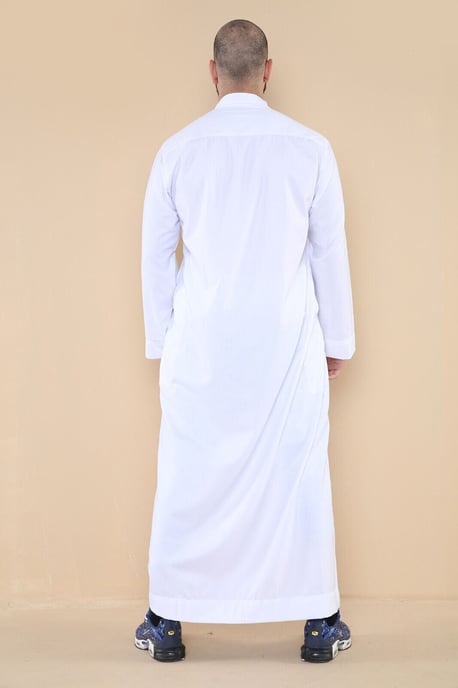 Weißer Thobe Jubba für Herren, saudischer islamischer arabischer Eid-Kaftan aus Baumwolle, Jubbah Umrah Robe - Image 5