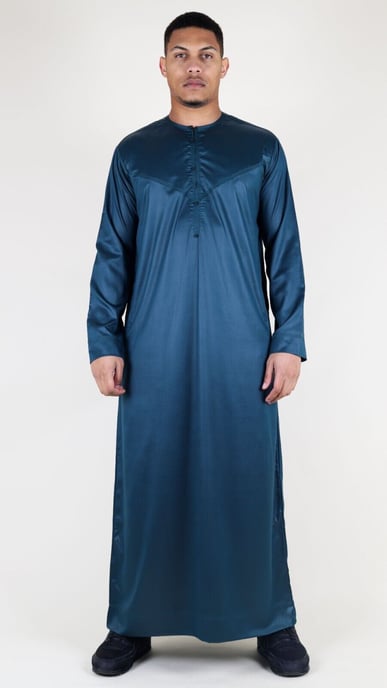 Thobez Thobe-Robe aus Satin, reguläre Passform - Marineblau - Image 1