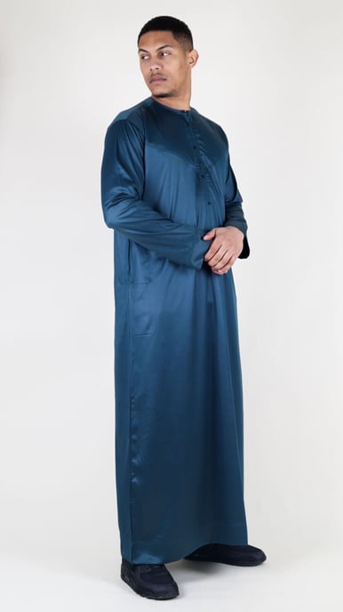 Thobez Thobe-Robe aus Satin, reguläre Passform - Marineblau - Image 2