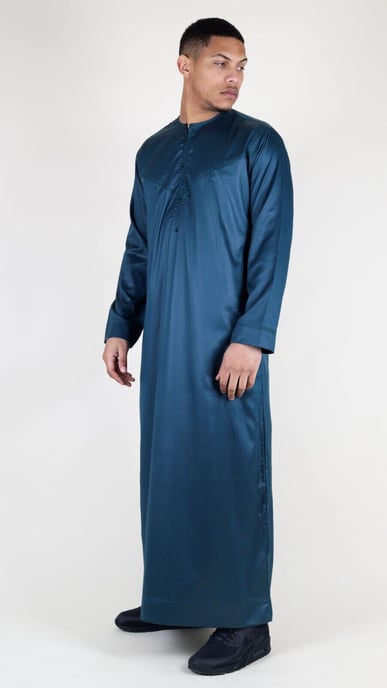 Thobez Thobe-Robe aus Satin, reguläre Passform - Marineblau - Image 4