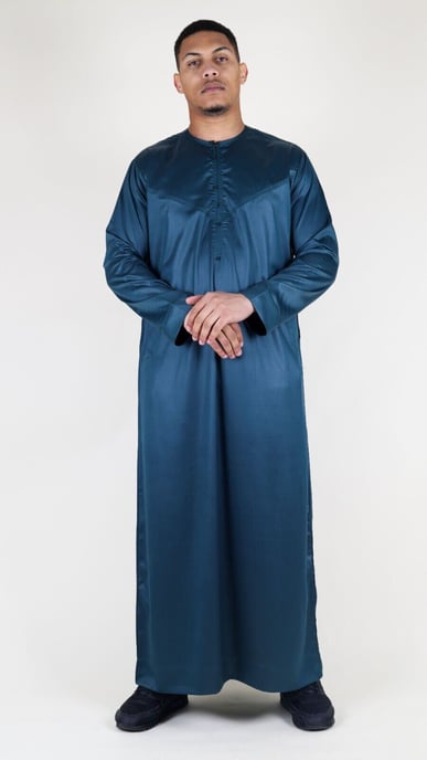 Thobez Thobe-Robe aus Satin, reguläre Passform - Marineblau - Image 5