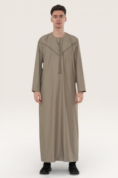 Herren Beige Eid Marokkanische Thobe Robe Djellaba Ramadan Eid Jubba LFS- HM10 - Image 2