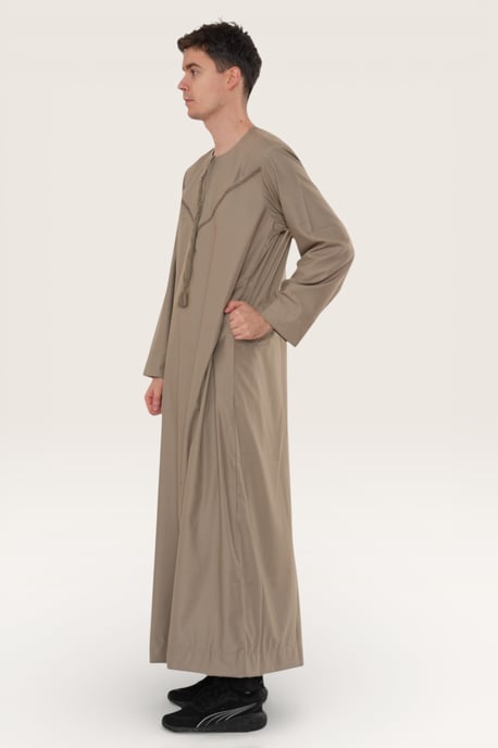 Herren Beige Eid Marokkanische Thobe Robe Djellaba Ramadan Eid Jubba LFS- HM10 - Image 3