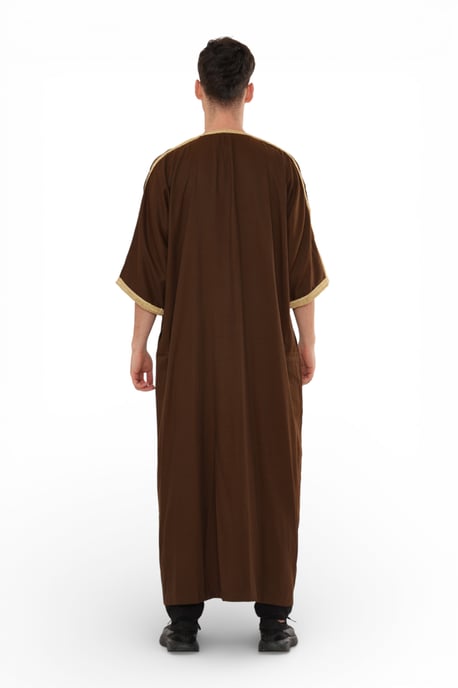 Braune Ramadan-Marokkanische Thobe-Robe für Herren Djellaba Gandoura Eid Jubba LFS-HM67 - Image 5