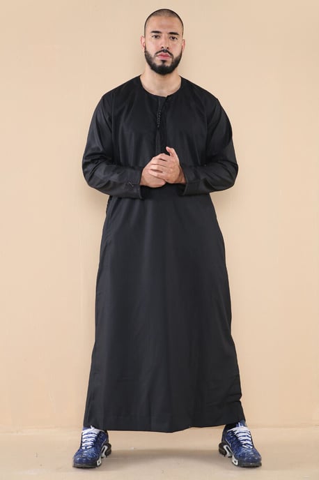 Schwarzer Thobe Jubba für Herren, saudi-arabischer Eid-Emirati-Kaftan, Jubbah-Quastenrobe - Image 1
