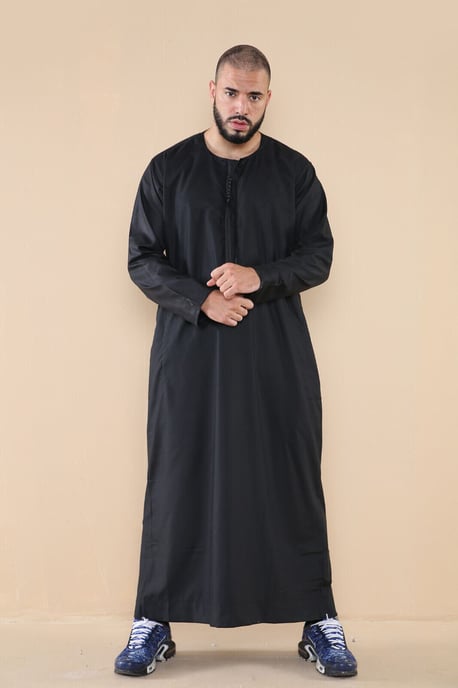 Schwarzer Thobe Jubba für Herren, saudi-arabischer Eid-Emirati-Kaftan, Jubbah-Quastenrobe - Image 4