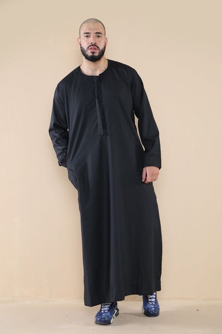Schwarzer Thobe Jubba für Herren, saudi-arabischer Eid-Emirati-Kaftan, Jubbah-Quastenrobe - Image 5