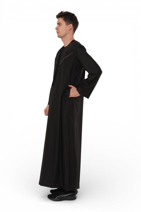 Herren Eid Schwarze marokkanische Thobe Robe Djellaba Ramadan Eid Jubba- HM10 - Image 2