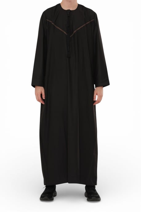 Herren Eid Schwarze marokkanische Thobe Robe Djellaba Ramadan Eid Jubba- HM10 - Image 5