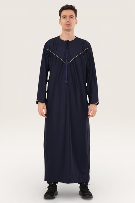 Herren Navy Ramadan marokkanische Jubba Robe Djellaba Eid Kaftan Thobe LFS -TT-007 - Image 2