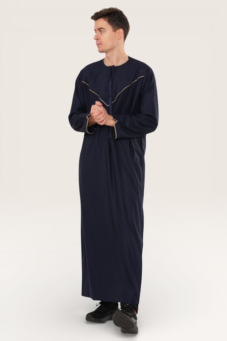 Herren Navy Ramadan marokkanische Jubba Robe Djellaba Eid Kaftan Thobe LFS -TT-007 - Image 3