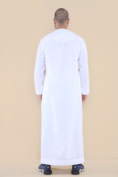 Weißer Thobe Jubba für Herren, saudisch-islamischer arabischer Eid-Emirati-Kaftan, Jubbah-Quastenrobe - Image 3