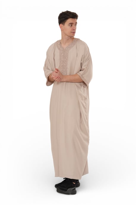 Lachsfarbene marokkanische Thobe-Robe für Herren Djellaba Gandoura Eid Jubba- HM66 - Image 4
