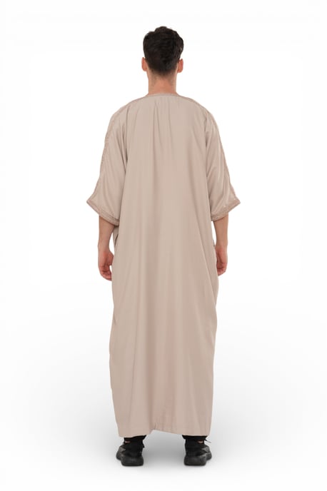 Lachsfarbene marokkanische Thobe-Robe für Herren Djellaba Gandoura Eid Jubba- HM66 - Image 5